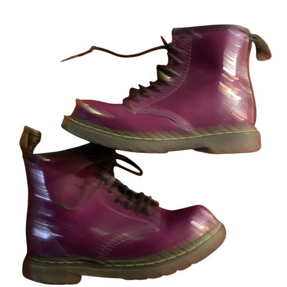 Doc marten children kids purple patent leather boots shoes w zip up side Sz 10 - Picture 6 of 7